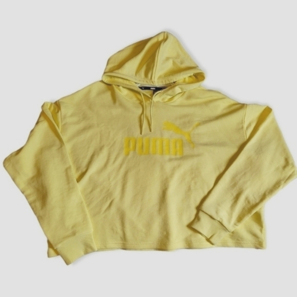 New Puma Hoodie Yellow Cropped Hoodie Size XL Puma Pullover Hoodie - Picture 1 of 9